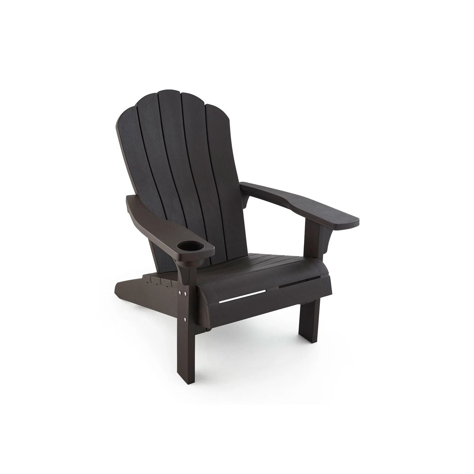 Keter Everest Adirondack Chair with Integrated Cupholder, Brown - Durable - Bellso